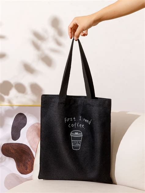 Bolsa De Compras Con Letra And Café Con Estampado Moda De Mujer Sacolas Impressas Bolsas