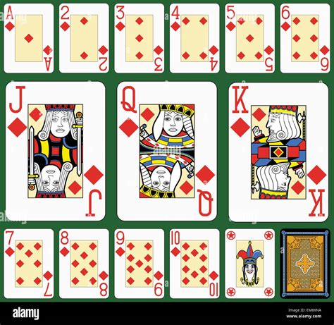 Playing Cards Diamonds Suite Joker And Back Faces Double Sized