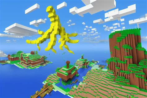 Krea Ai Giant Squids Battling In The Sky Minecraft D R