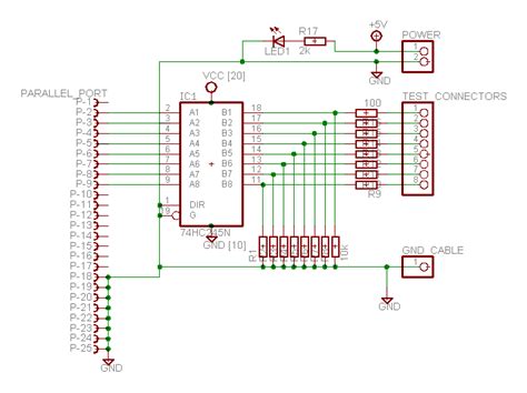 Simple Parallel Port Logic Analyzer Microcontroller Project Circuit