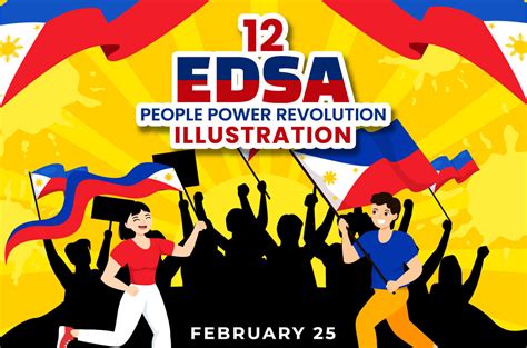 12 Edsa People Power Revolution Anniversary Of Philippine Illustration