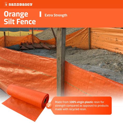 Orange Silt Fence Fabric Rolls Erosion Control Sandbaggy