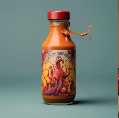 Premium Ai Image A Bottle Of Hot Sauce With A Red Cap On It