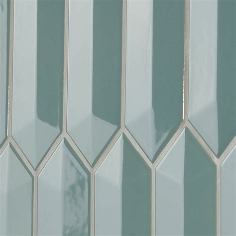 Kent Jade Green 3D 3x12 Contour Picket Polished Ceramic Wall Tile