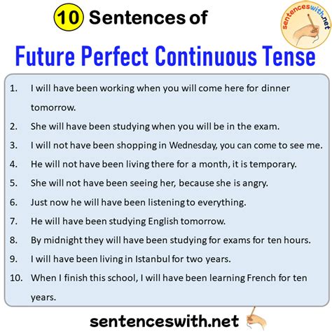 Examples Of Future Perfect Continuous Tense Printable Templates Free