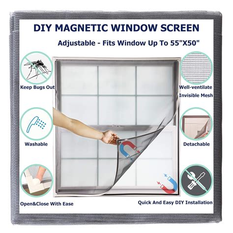 Adjustable Magnetic Window Screen Fit Windows Up To X Removable