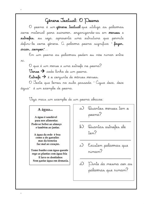 Genero Textual Poema 6 Ano