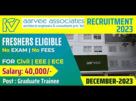 Aarvee Associates Recruitment Salary Apply Now