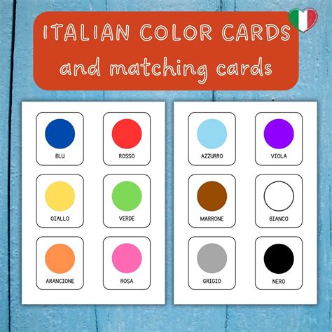 Tarjetas Didácticas De Colores Italiano Etsy España