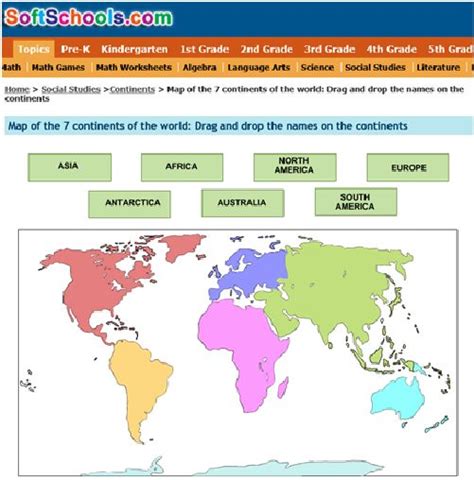 Geography : interactive world map to help students identify continents ...