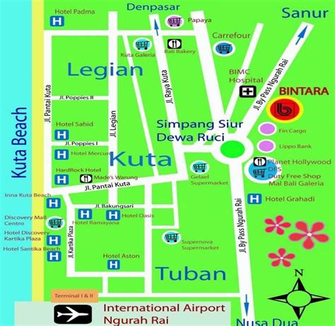 Kuta Beach Area / Kuta Bali ( Part 4 ) { Kuta Streets, Kuta Map ...