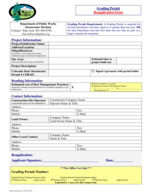 Fillable Online Northglenn Grading Permit Reapplication Form