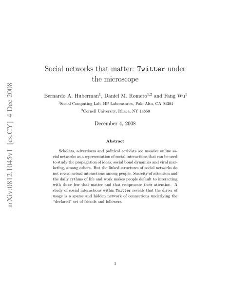 Pdf Social Networks That Matter Twitter Under The Microscope