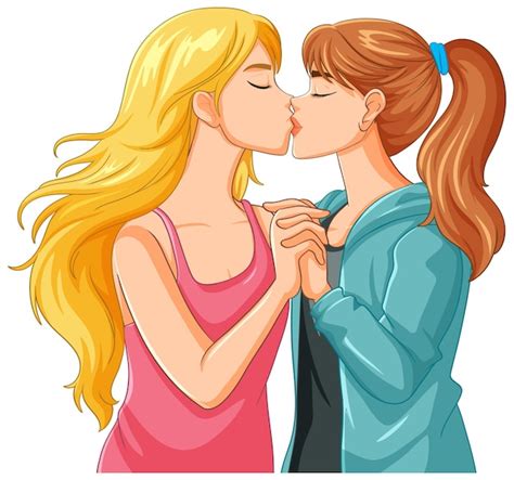 Premium Vector Lesbian Couple Kissing Cartoon Isolated