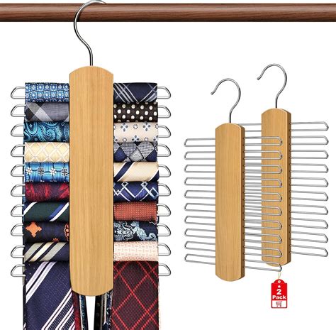 Amazon 2 Pack Tie Rack For Closet Premium Wooden Necktie