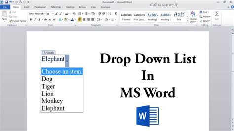 How To Create Drop Down List In Ms Word Youtube