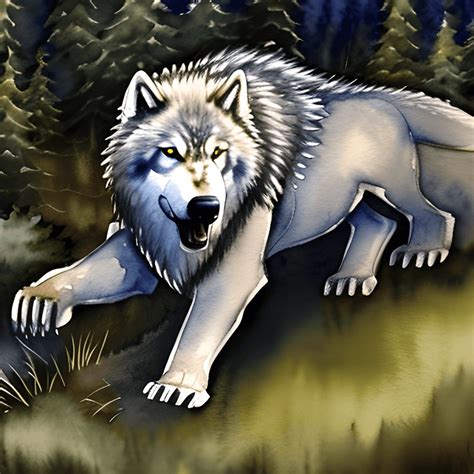 Realistic Watercolor Dire Wolf · Creative Fabrica