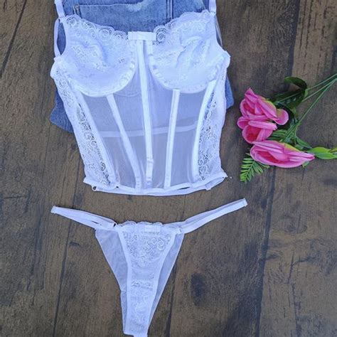 Lingerie Cropped Tule Calcinha Fio Regulagem Sensual Sexy Transparente Like You Conjunto