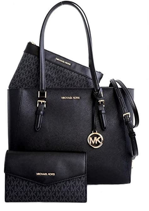 Michael Kors Charlotte Large 3 In 1 Tote Crossbody Handbag Leather Black