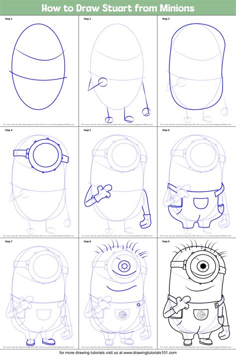 How To Draw Stuart From Minions Printable Step By Step Drawing Sheet