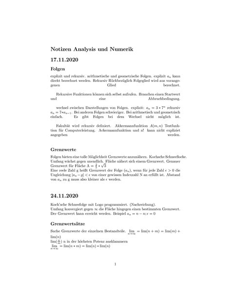 Notizen Zusammenfassung Der VL Aus Dem WS 20 21 Notizen Analysis