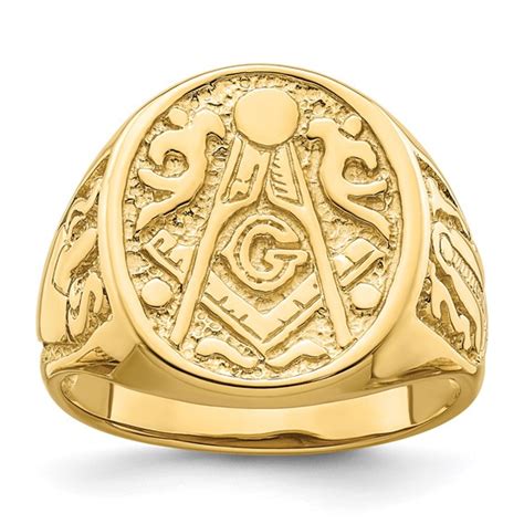 K Yellow Gold Masonic Signet Ring With Open Back Y