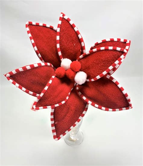 11x11 Velvet Peppermint Edge Poinsettia Redwhite Almacen Navideño