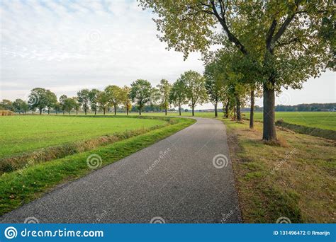 Curved Country Road In Dutch Rural Landscape Stock Photo Image Of