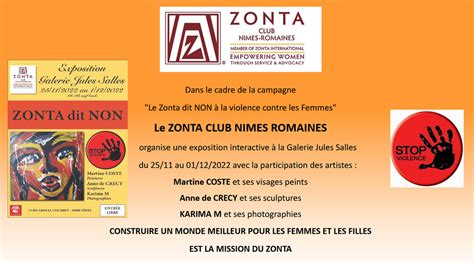 Le ZONTA dit NON à la violence contre les femmes Anne De Crécy