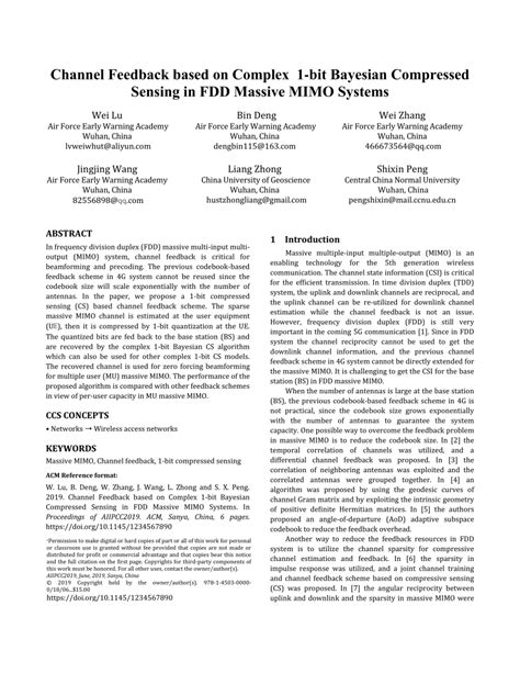 PDF Channel Feedback Based On Complex 1 Bit Bayesian Compressed