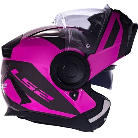 Capacete Ls Scope Ff Mask Preto Rosa Articulado Grid Motors