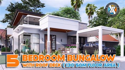 Bedroom Bungalow With Roof Deck House Design Sqm Exterior And