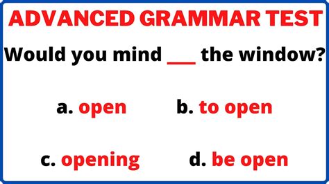 Difficult Advanced English Grammar Quiz Question Level Test