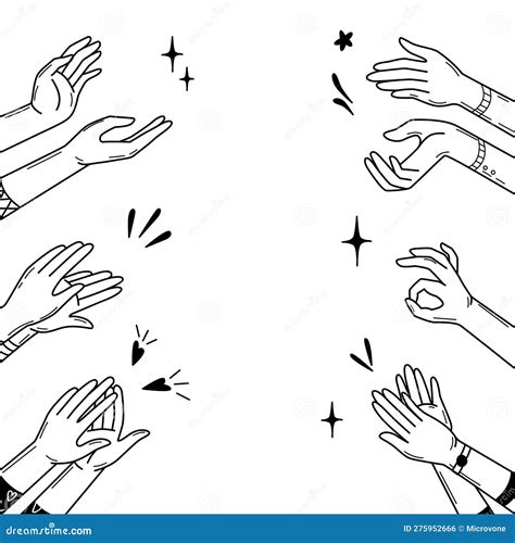 Doodle Applause Happy People Drawn Hands High Five Illustration