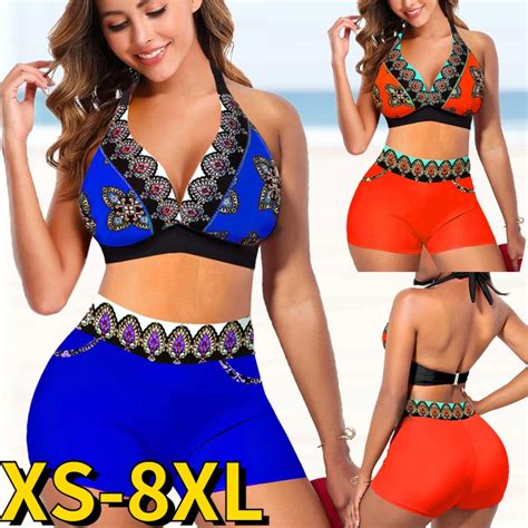 New High Waist Bikini Sexy Printing Swimsuit Women Summer Loose Bathing Suit Bikini Set