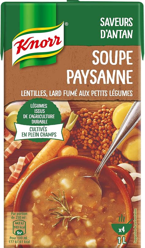 Knorr Soupe Secrets de Grand Mère Soupe Paysanne Lentilles lard Fumé