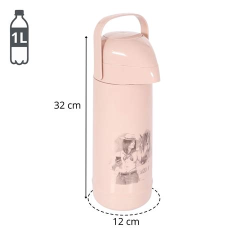 Garrafa Térmica Rosa Nude Magic Pump Desenho Gaúcha Litro