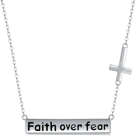 Faith Over Fear Cross Necklaces 925 Sterling Silver Faith