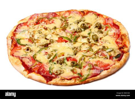 Image Of Fresh Italian Pizza Isolated Stock Photo Alamy