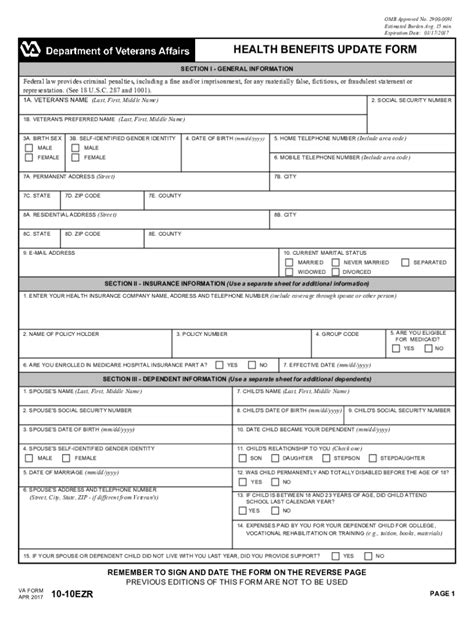 2017 Form VA 10 10EZR Fill Online Printable Fillable Blank PdfFiller