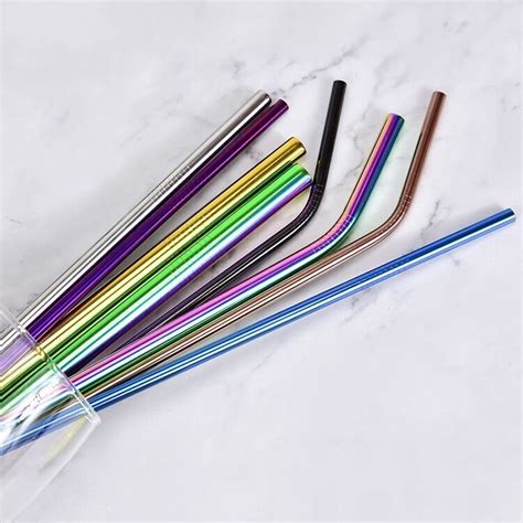 Stainless Steel Drinking Straw Sets In Different Colors Reusable Straws