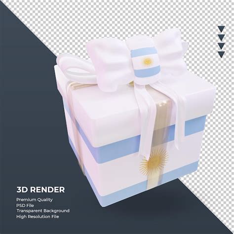 Caja 3d De Regalo Bandera Argentina Renderizado Vista Izquierda