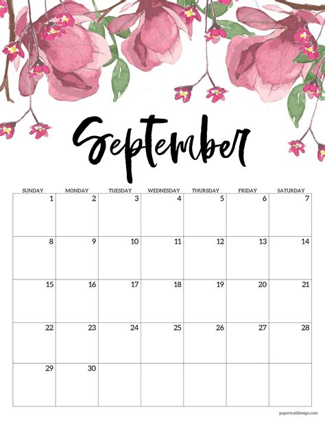 Free Printable Calendar 2024 Floral Paper Trail Design In 2024