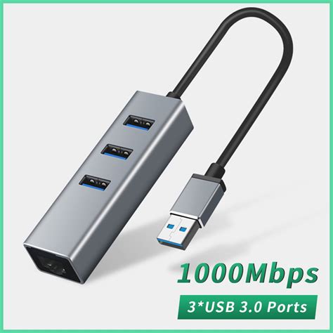 Adaptador De Rede USB 3 0 HUB Tipo C Para Ethernet 1000Mbps Rj45 3