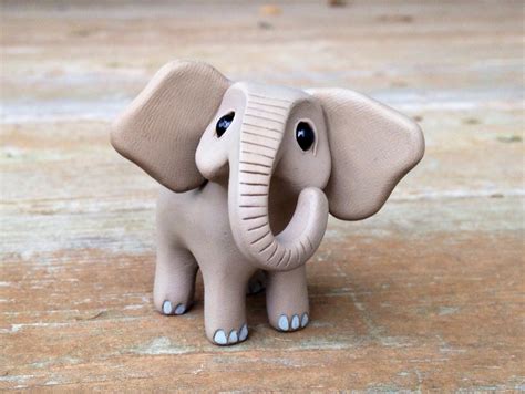 Elephant Handmade Miniature Polymer Clay Animal By Animalitoclay