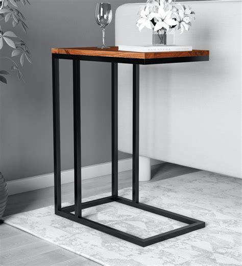 Buy Metalico C Shape End Table In Natural Finish By Bohemiana Online