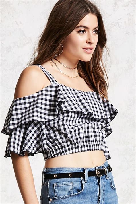 Contemporary Gingham Crop Top With Images Gingham Tops Fashion