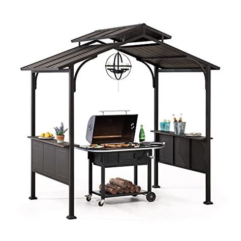 Sunjoy Grill Gazebo Ft X Ft Brown Steel Frame Double Tiered