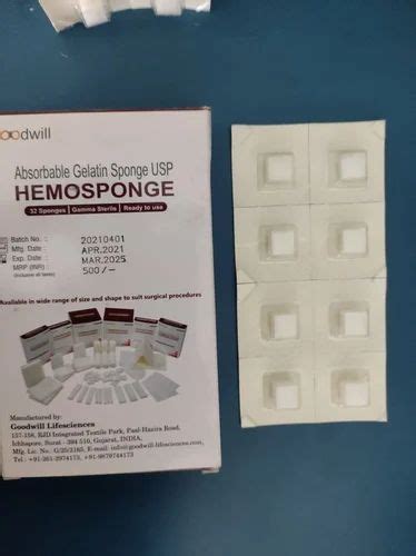 White Absorbable Hemostatic Gelatin Sponge Dental Packaging Size 32