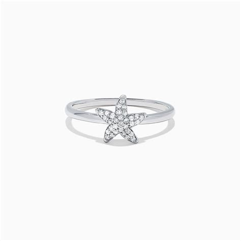 Effy Seaside 14k White Gold Diamond Starfish Ring 013 Tcw